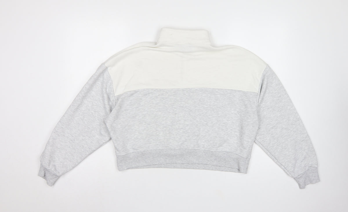 Yale University Women’s Grey & White S 1/4 Zip Logo Sweatshirt