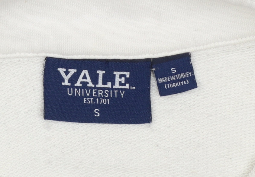Yale University Women’s Grey & White S 1/4 Zip Logo Sweatshirt