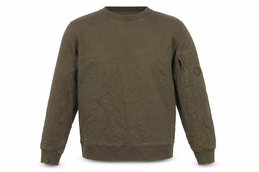 C.P. Company Men's Brown S Crew Neck Lens Pocket Sweatshirt