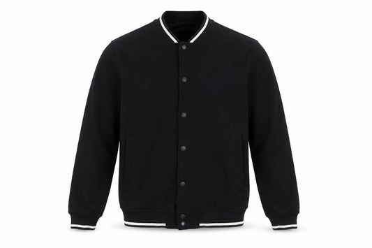 Zara Men's Black M Varsity Bomber Jacket Snap Button Stretch