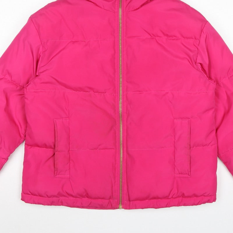 ASOS Women’s Pink UK 8 Hooded Puffer Jacket Quilted Polyester Zip