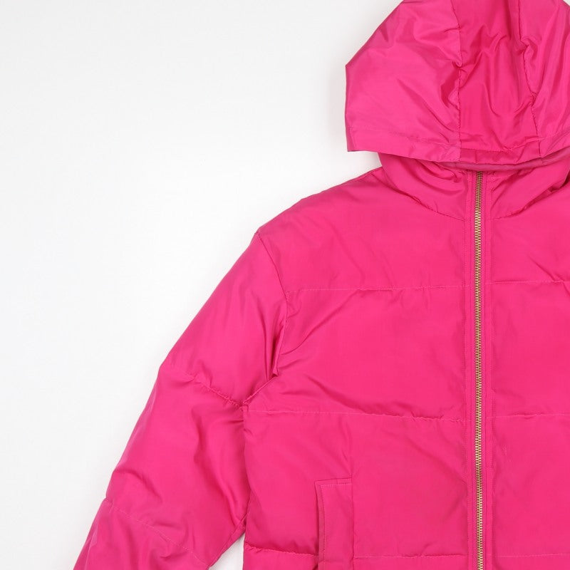 ASOS Women’s Pink UK 8 Hooded Puffer Jacket Quilted Polyester Zip