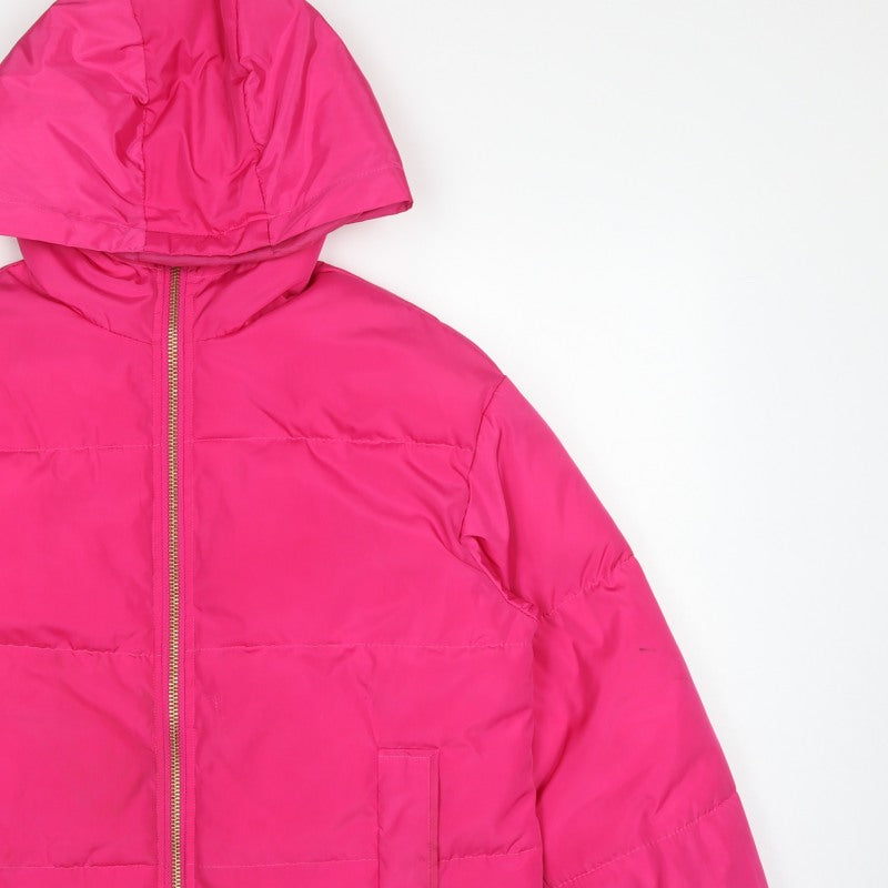 ASOS Women’s Pink UK 8 Hooded Puffer Jacket Quilted Polyester Zip
