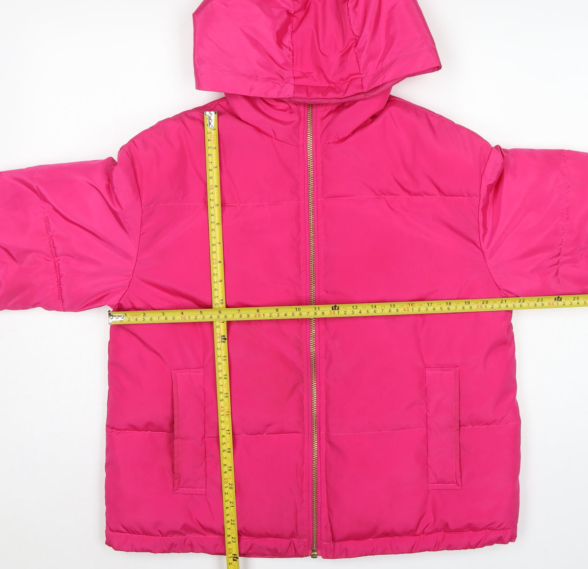 ASOS Women’s Pink UK 8 Hooded Puffer Jacket Quilted Polyester Zip
