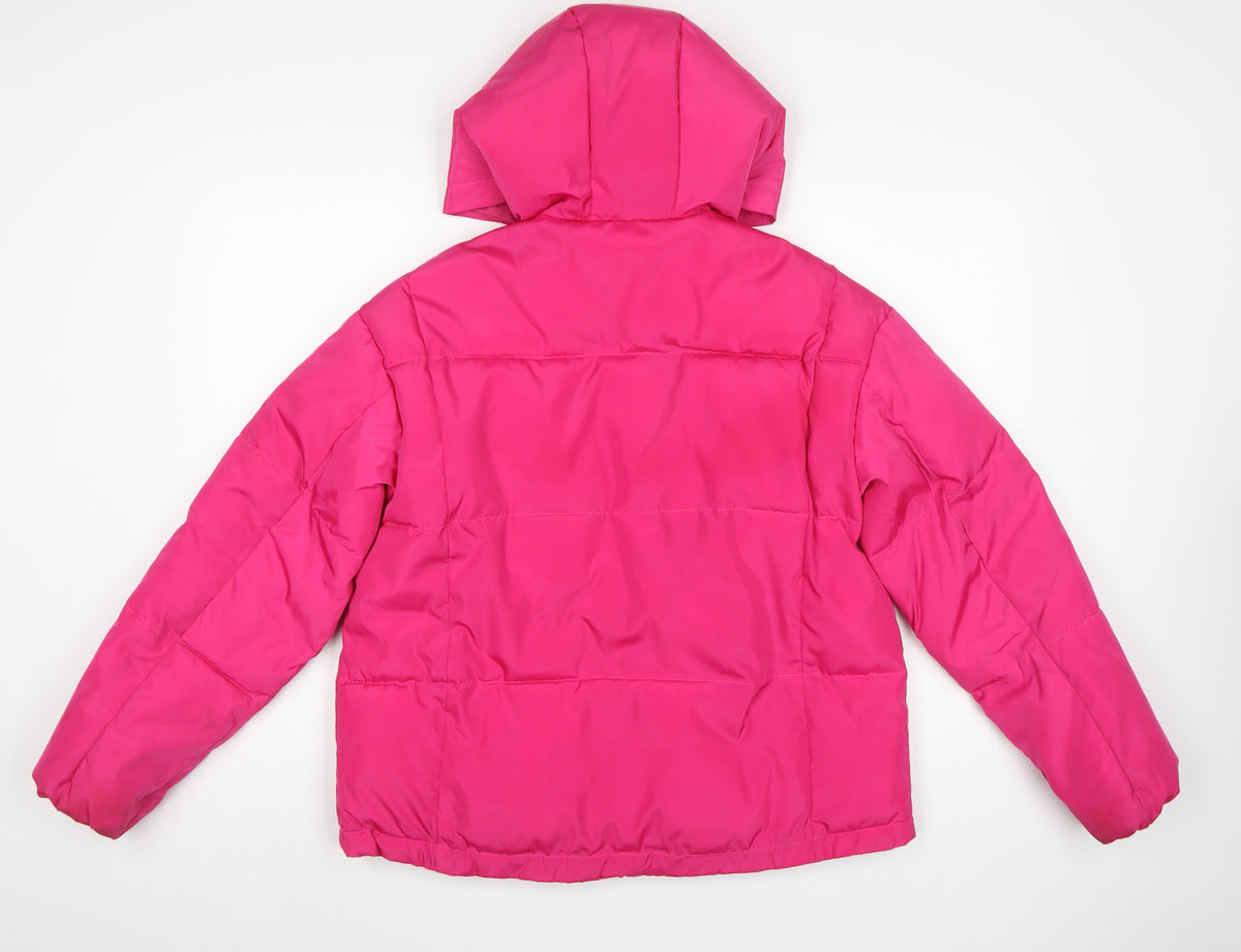 ASOS Women’s Pink UK 8 Hooded Puffer Jacket Quilted Polyester Zip