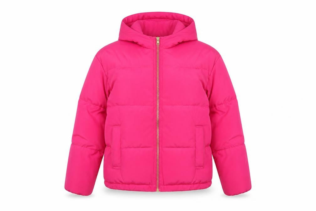 ASOS Women’s Pink UK 8 Hooded Puffer Jacket Quilted Polyester Zip
