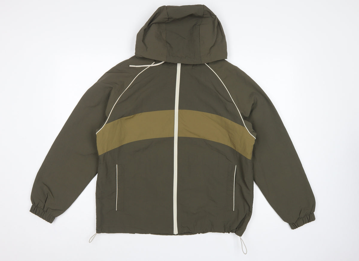 Primark Womens Green XS Hooded Colour Block Windbreaker Jacket