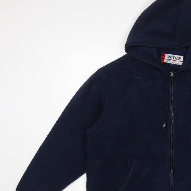 Active Womens Blue M Hooded Full Zip Fleece Jacket