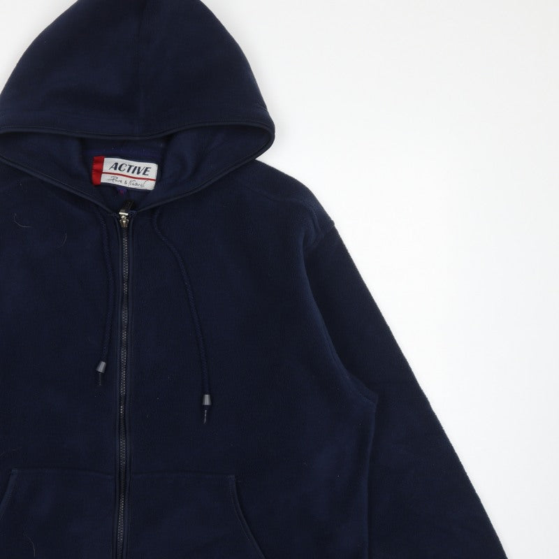 Active Womens Blue M Hooded Full Zip Fleece Jacket