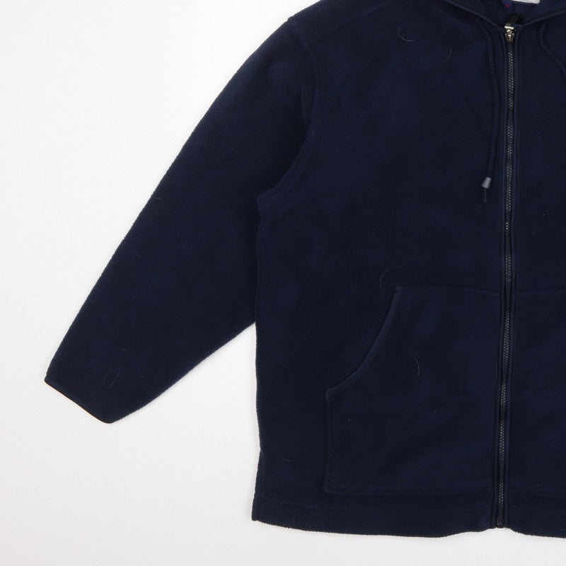 Active Womens Blue M Hooded Full Zip Fleece Jacket