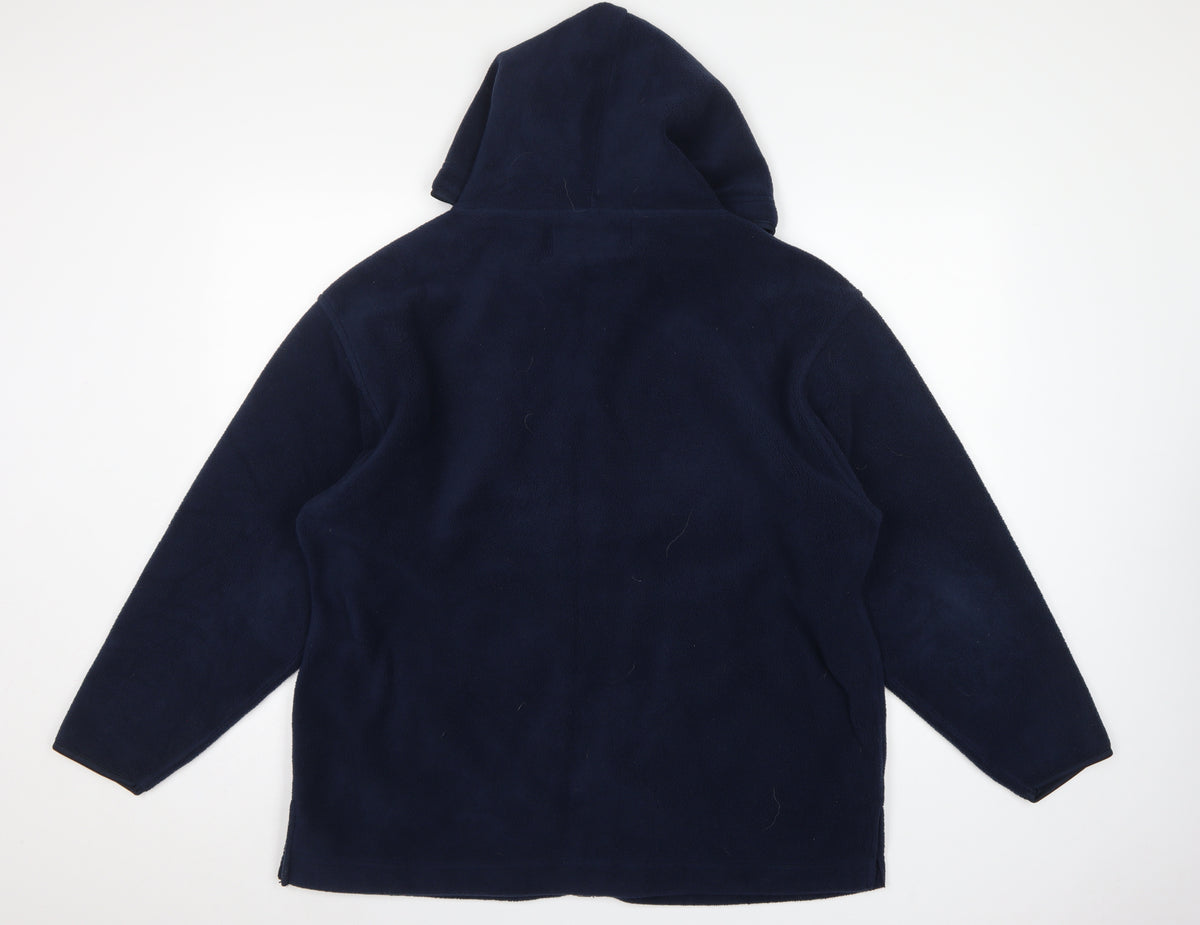 Active Womens Blue M Hooded Full Zip Fleece Jacket