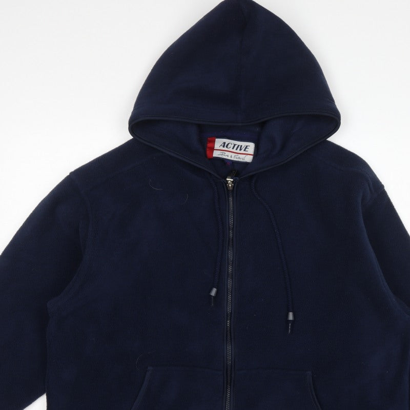 Active Womens Blue M Hooded Full Zip Fleece Jacket