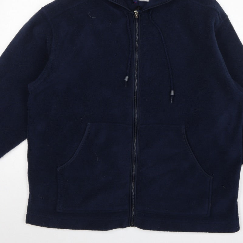 Active Womens Blue M Hooded Full Zip Fleece Jacket
