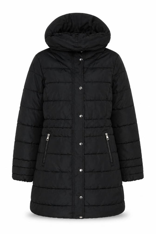 Next Women’s Black UK 10 Long Hooded Quilted Puffer Coat