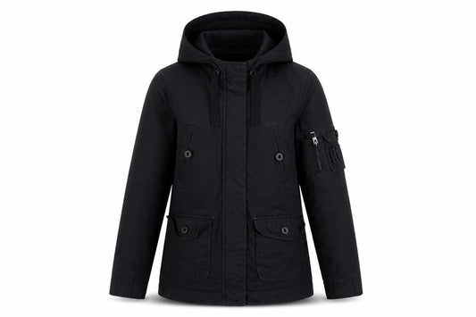 H&M L.O.G.G. Women’s Black UK 6 Hooded Cotton Anorak Jacket