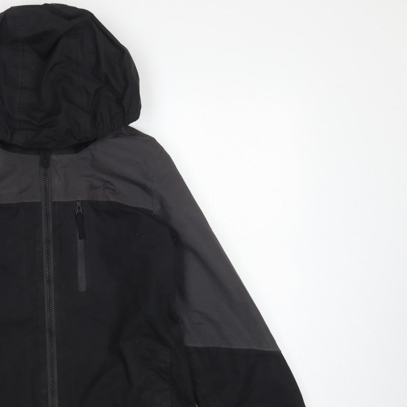 Peter Storm Boys Black Grey Hooded Windbreaker Jacket Age 11-12