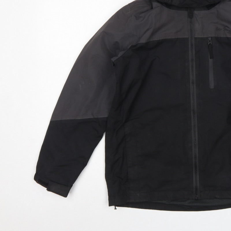 Peter Storm Boys Black Grey Hooded Windbreaker Jacket Age 11-12