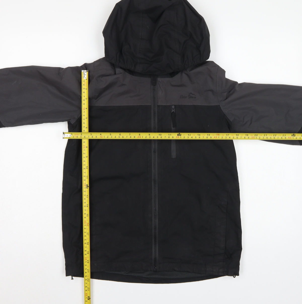 Peter Storm Boys Black Grey Hooded Windbreaker Jacket Age 11-12