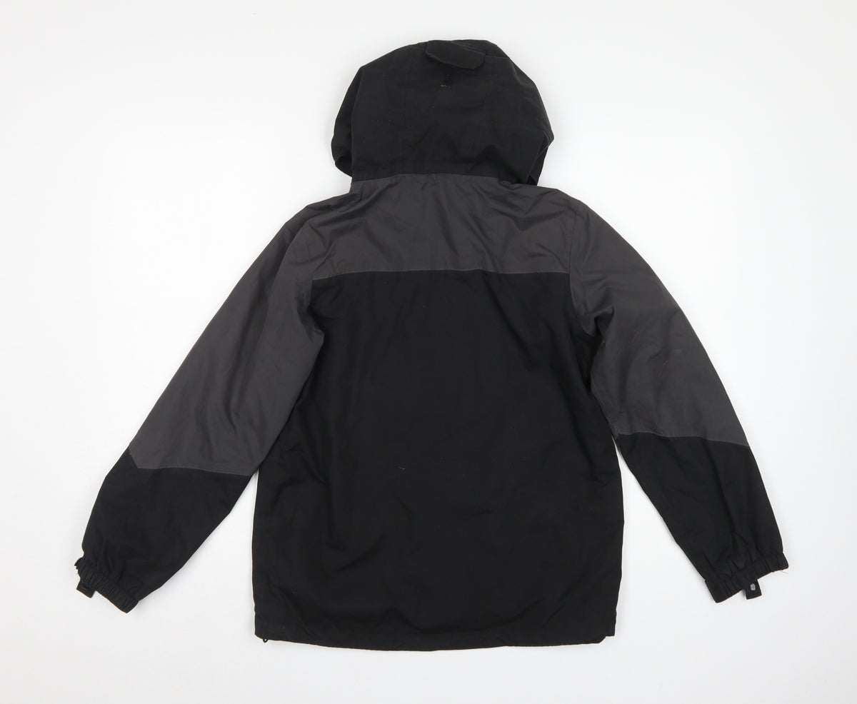 Peter Storm Boys Black Grey Hooded Windbreaker Jacket Age 11-12