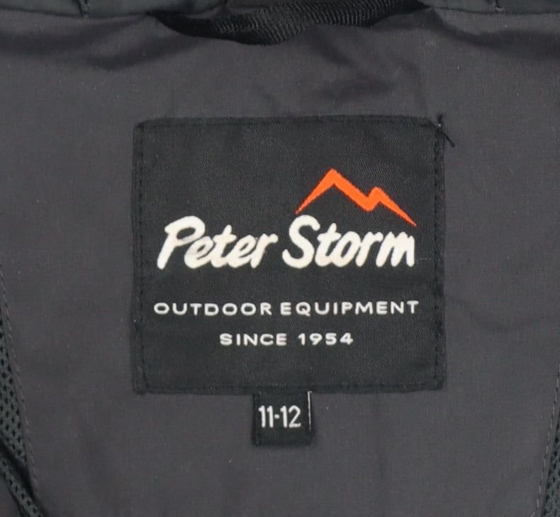Peter Storm Boys Black Grey Hooded Windbreaker Jacket Age 11-12
