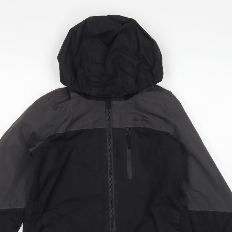 Peter Storm Boys Black Grey Hooded Windbreaker Jacket Age 11-12