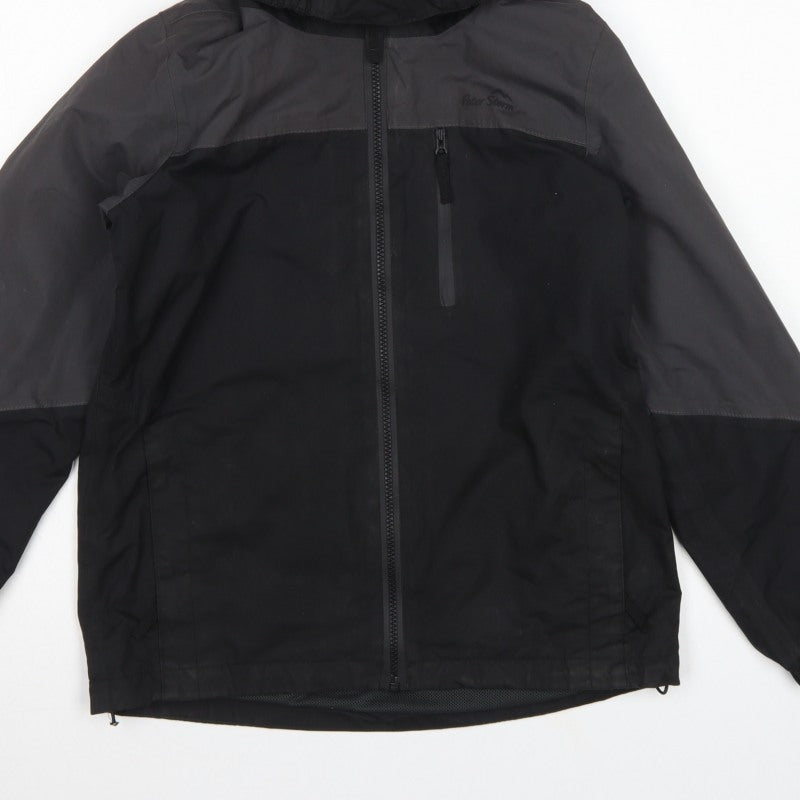 Peter Storm Boys Black Grey Hooded Windbreaker Jacket Age 11-12