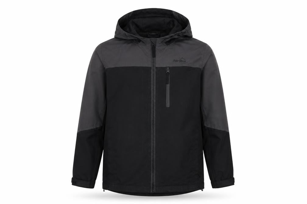Peter Storm Boys Black Grey Hooded Windbreaker Jacket Age 11-12
