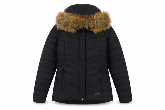 Sprayway Women’s Black UK 8 XS Hooded Down Puffer Jacket Fur Trim