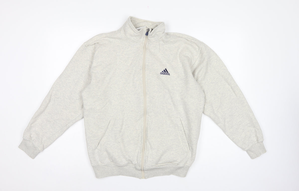 Adidas Women's Grey S Full Zip Logo Sweatshirt Jacket Pockets