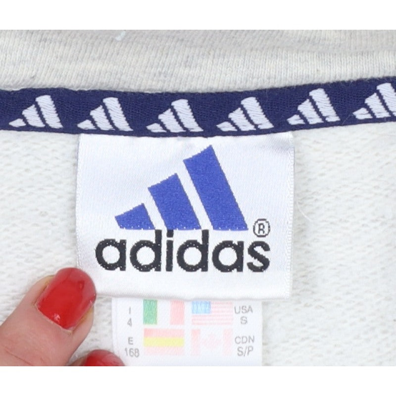 Adidas Women's Grey S Full Zip Logo Sweatshirt Jacket Pockets