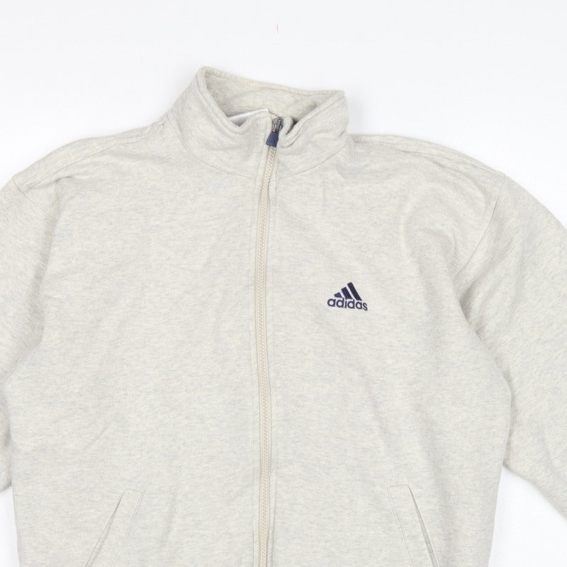 Adidas Women's Grey S Full Zip Logo Sweatshirt Jacket Pockets