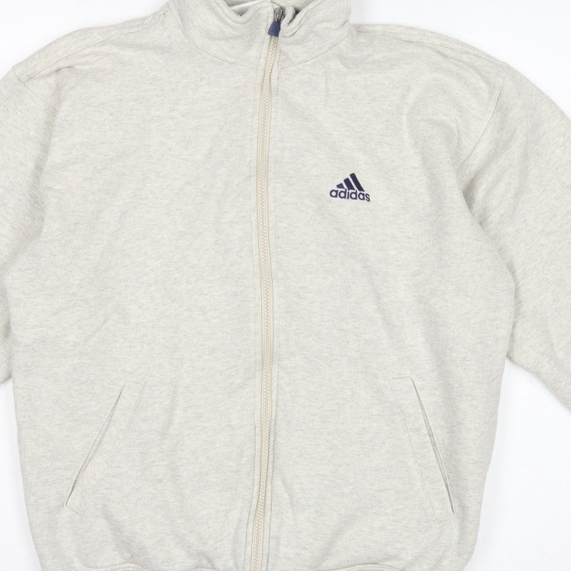 Adidas Women's Grey S Full Zip Logo Sweatshirt Jacket Pockets