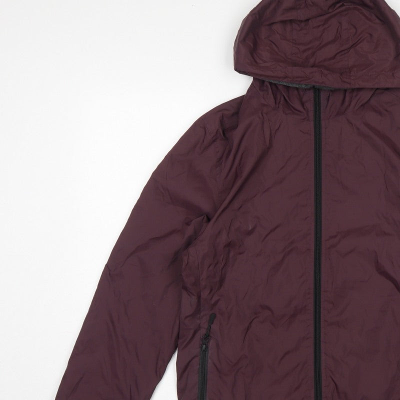 TU Men's Burgundy S Hooded Windbreaker Full Zip Lined Jacket
