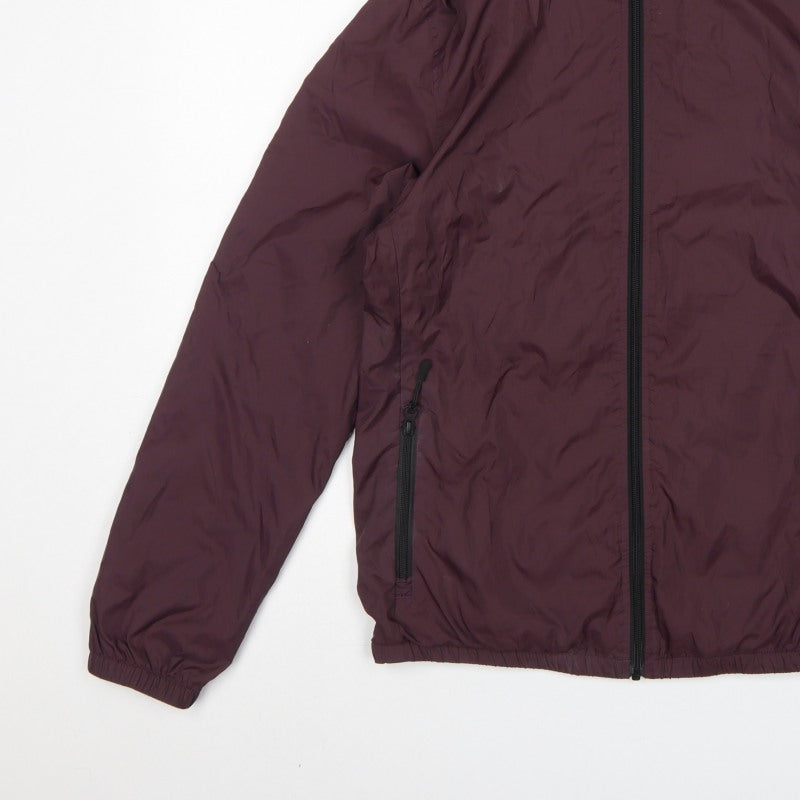 TU Men's Burgundy S Hooded Windbreaker Full Zip Lined Jacket