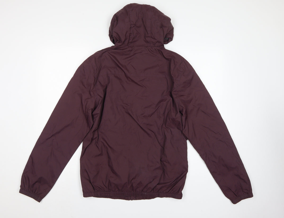 TU Men's Burgundy S Hooded Windbreaker Full Zip Lined Jacket
