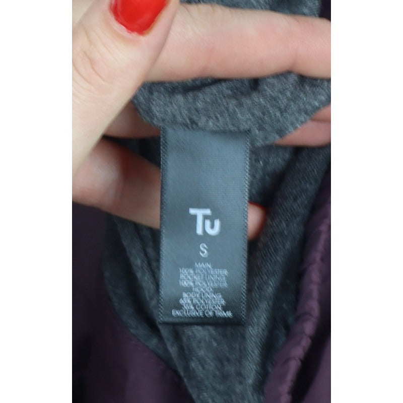 TU Men's Burgundy S Hooded Windbreaker Full Zip Lined Jacket