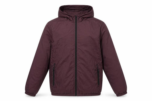 TU Men's Burgundy S Hooded Windbreaker Full Zip Lined Jacket