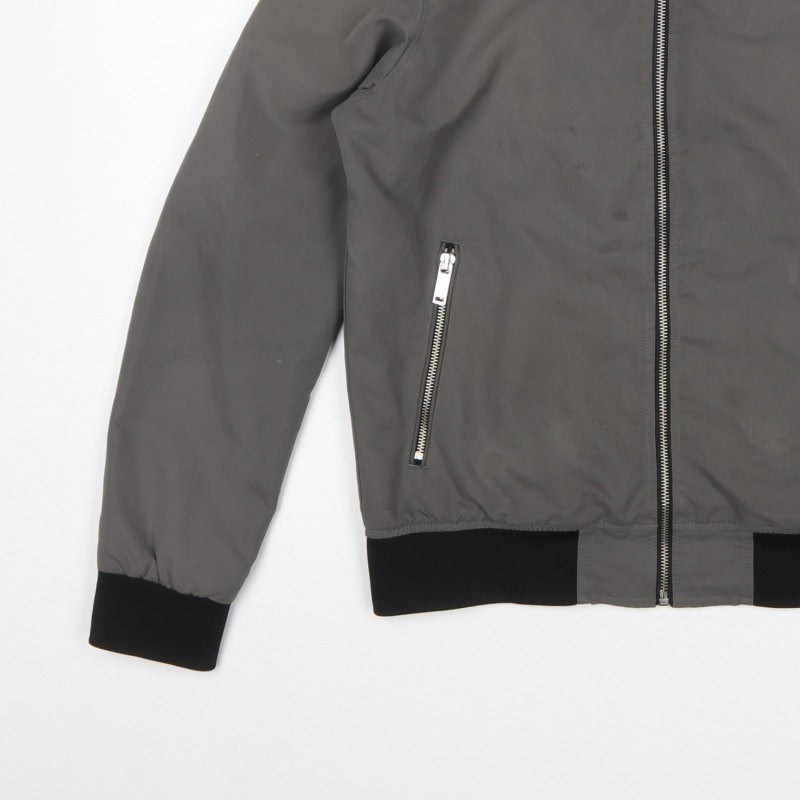River Island Men’s Grey S Bomber Jacket Full Zip Zipped Pockets