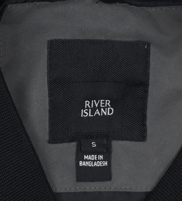 River Island Men’s Grey S Bomber Jacket Full Zip Zipped Pockets