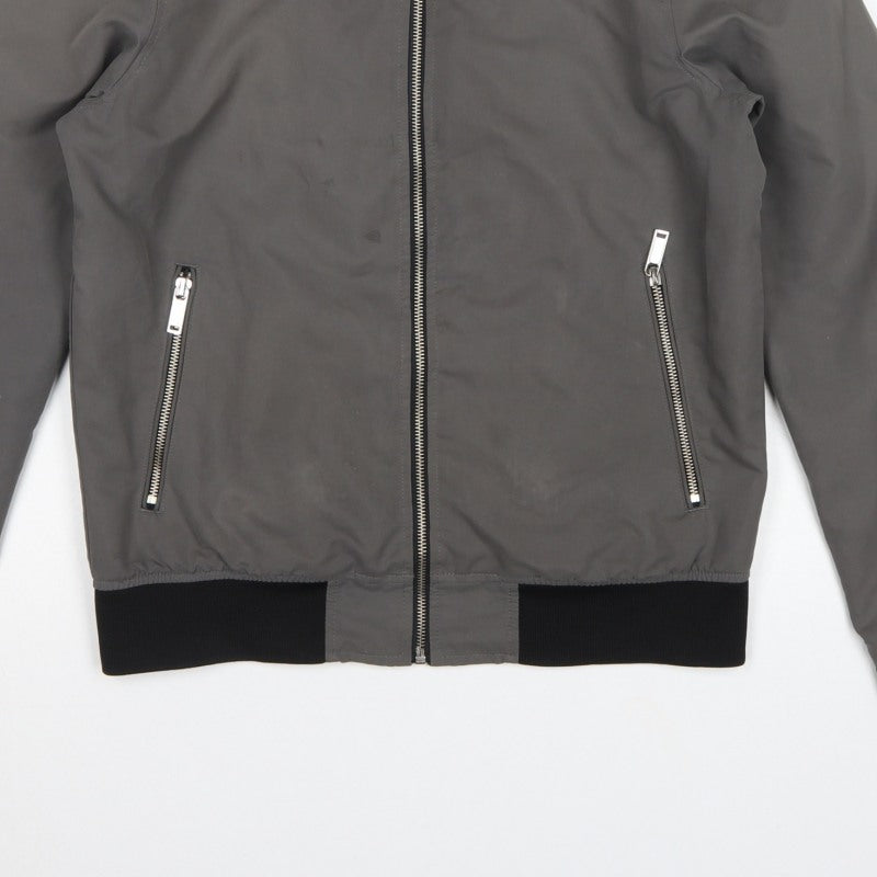 River Island Men’s Grey S Bomber Jacket Full Zip Zipped Pockets