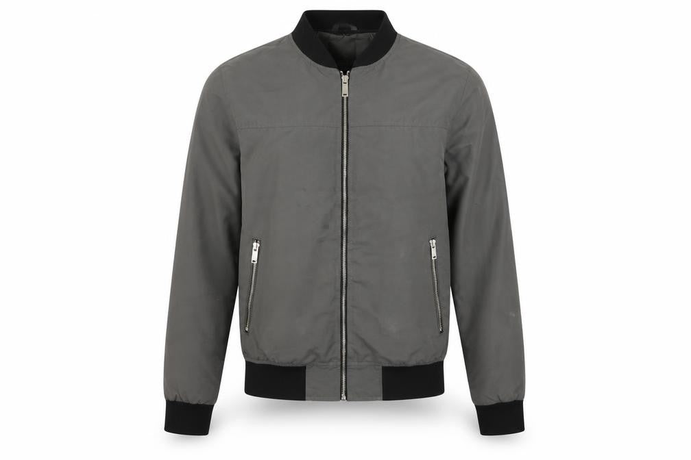 River Island Men’s Grey S Bomber Jacket Full Zip Zipped Pockets
