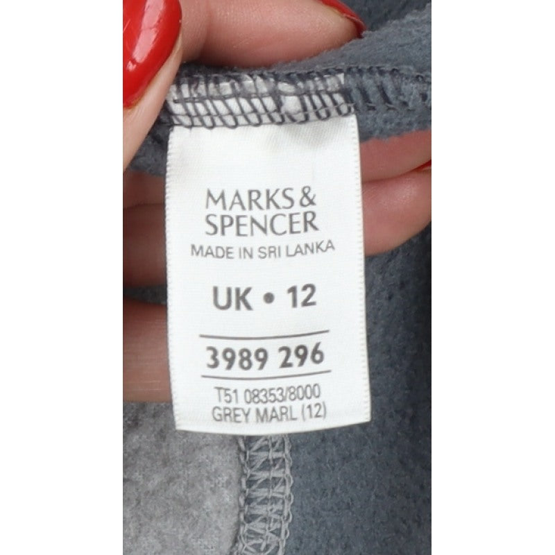 Marks & Spencer Women Grey Fleece Full Zip Jacket UK 12