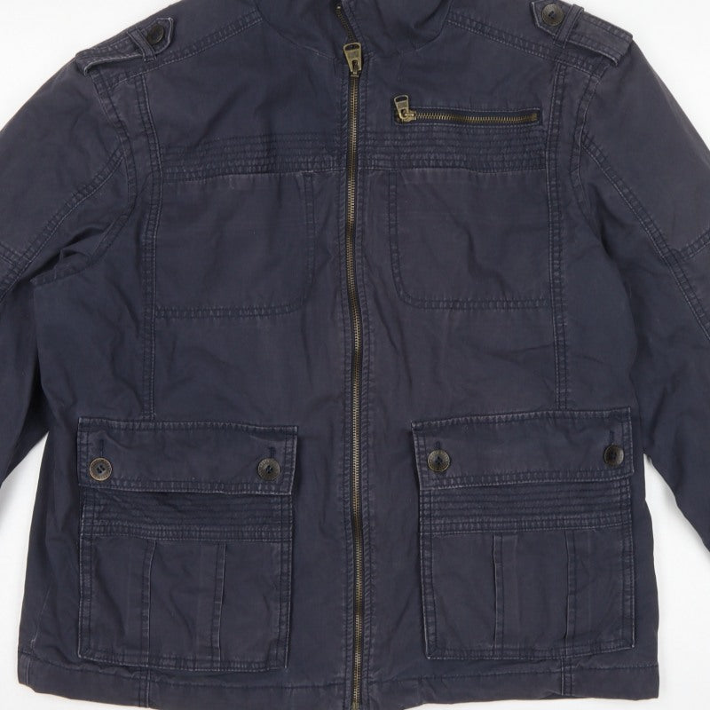 Marks and Spencer Men’s Navy L Military Field Jacket Cotton Full Zip