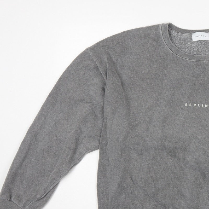 Topman Men’s Grey M Berlin Graphic Crew Neck Pullover Sweatshirt