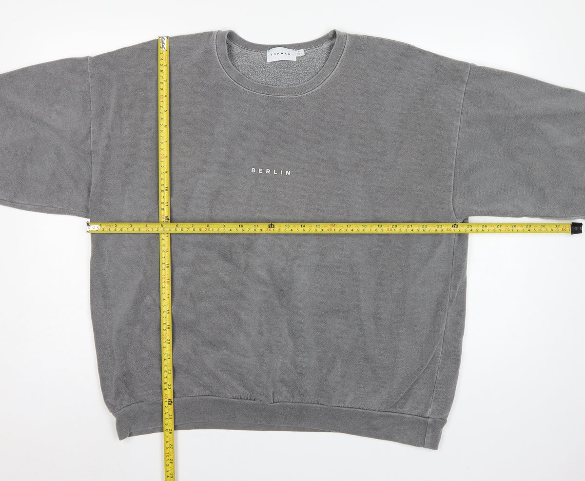 Topman Men’s Grey M Berlin Graphic Crew Neck Pullover Sweatshirt