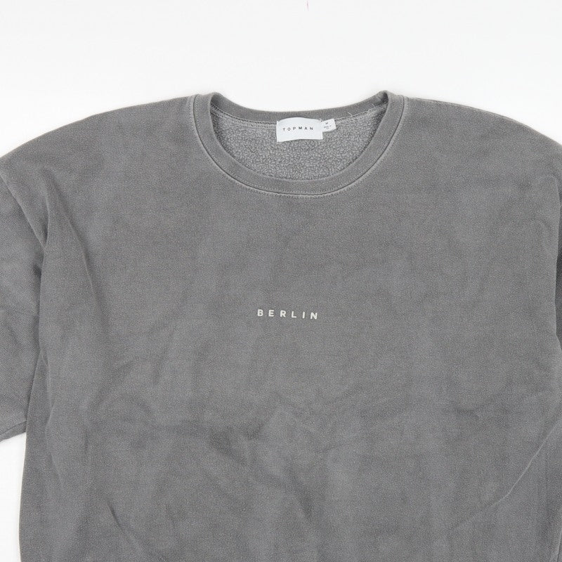 Topman Men’s Grey M Berlin Graphic Crew Neck Pullover Sweatshirt