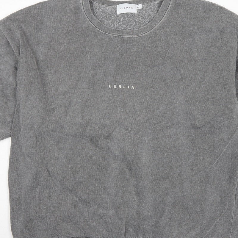 Topman Men’s Grey M Berlin Graphic Crew Neck Pullover Sweatshirt