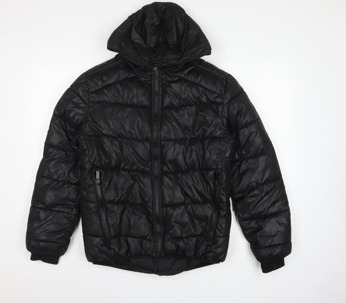 Sonneti Boys Black 12-13 Years Hooded Puffer Jacket Quilted Zip