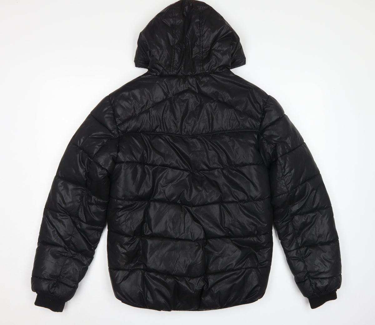 Sonneti Boys Black 12-13 Years Hooded Puffer Jacket Quilted Zip