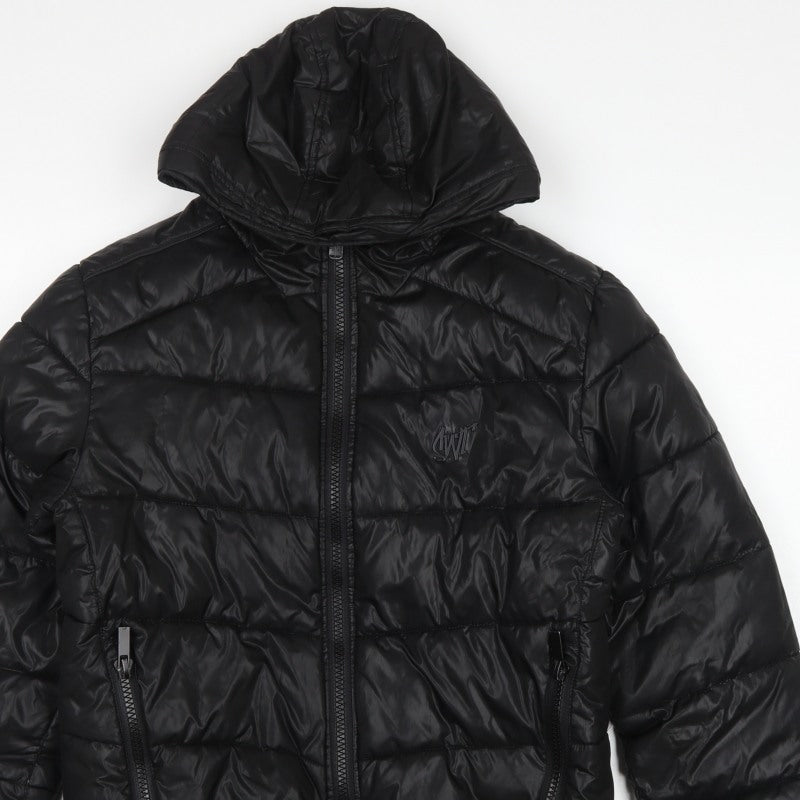 Sonneti Boys Black 12-13 Years Hooded Puffer Jacket Quilted Zip